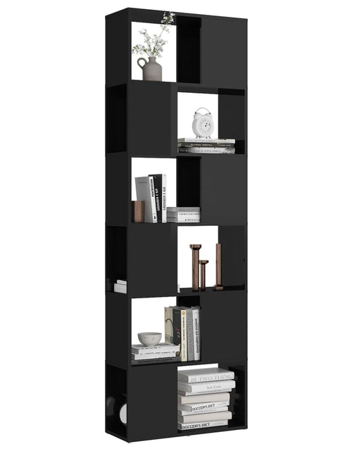 Încărcați imaginea în vizualizatorul Galerie, Bibliotecă/Separator cameră, negru extralucios, 60x24x186 cm Lando - Lando
