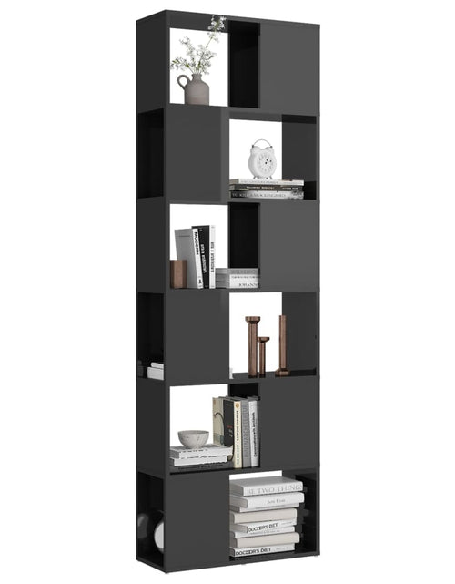 Încărcați imaginea în vizualizatorul Galerie, Bibliotecă/Separator cameră, gri extralucios, 60x24x186 cm Lando - Lando
