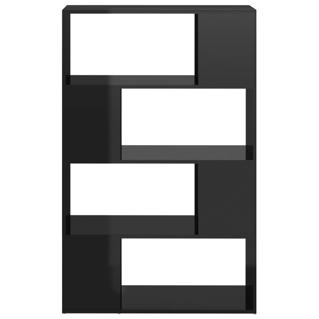 Bibliotecă/Separator cameră, negru extralucios, 80x24x124,5 cm Lando - Lando