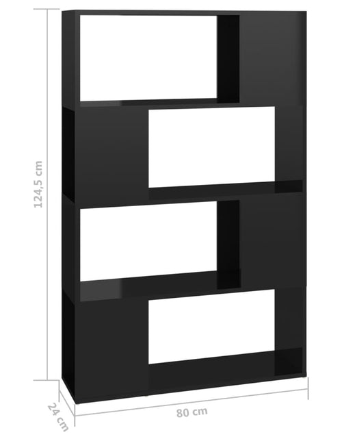 Încărcați imaginea în vizualizatorul Galerie, Bibliotecă/Separator cameră, negru extralucios, 80x24x124,5 cm Lando - Lando
