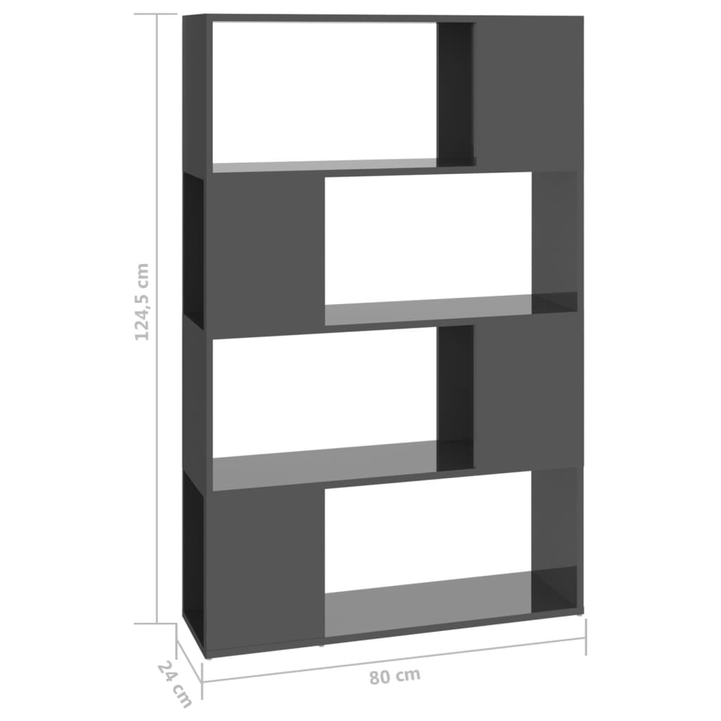 Bibliotecă/Separator cameră, gri extralucios, 80x24x124,5 cm Lando - Lando