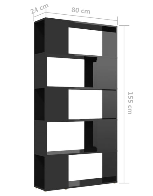 Загрузите изображение в средство просмотра галереи, Bibliotecă/Separator cameră, negru lucios, 80x24x155 cm, PAL Lando - Lando
