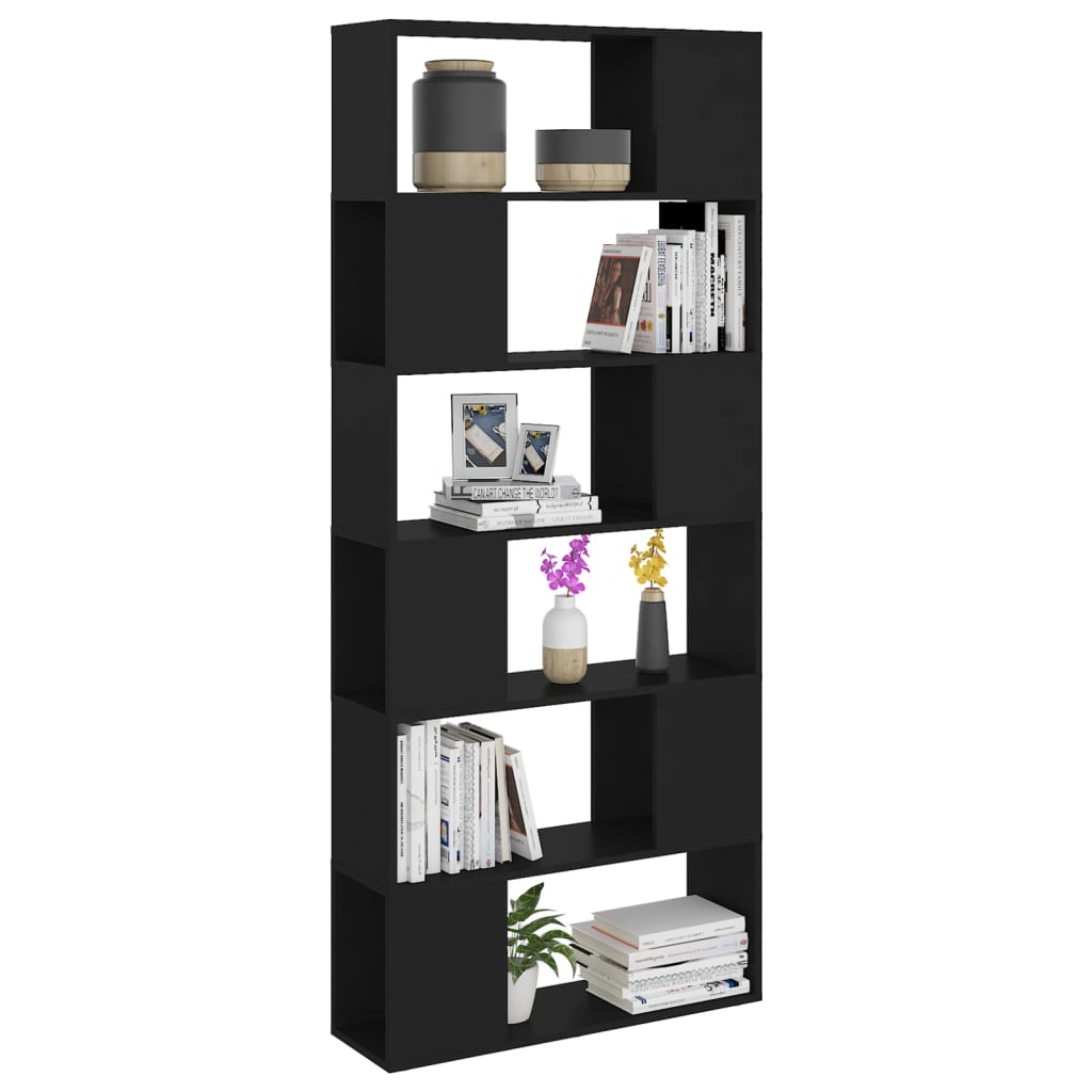 Bibliotecă/Separator cameră, negru, 80x24x186 cm, PAL Lando - Lando