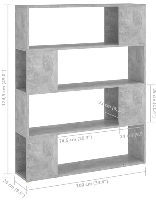 Încărcați imaginea în vizualizatorul Galerie, Bibliotecă/Separator cameră, gri beton, 100x24x124 cm - Lando
