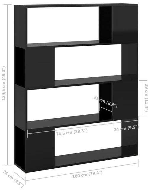 Загрузите изображение в средство просмотра галереи, Bibliotecă/Separator cameră, negru extralucios, 100x24x124 cm Lando - Lando
