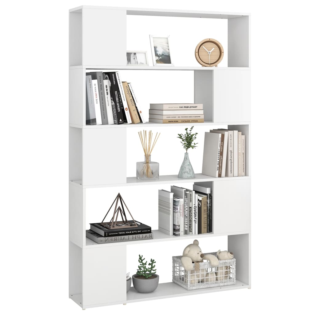 Bibliotecă/Separator cameră, alb, 100x24x155 cm, PAL - Lando
