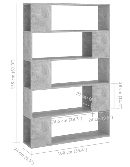 Încărcați imaginea în vizualizatorul Galerie, Bibliotecă/Separator cameră, gri beton, 100x24x155 cm, PAL Lando - Lando
