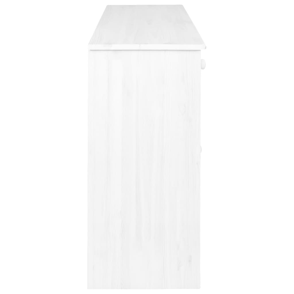 Servantă cu 6 sertare, alb, 113x35x73 cm, lemn masiv de pin Lando - Lando