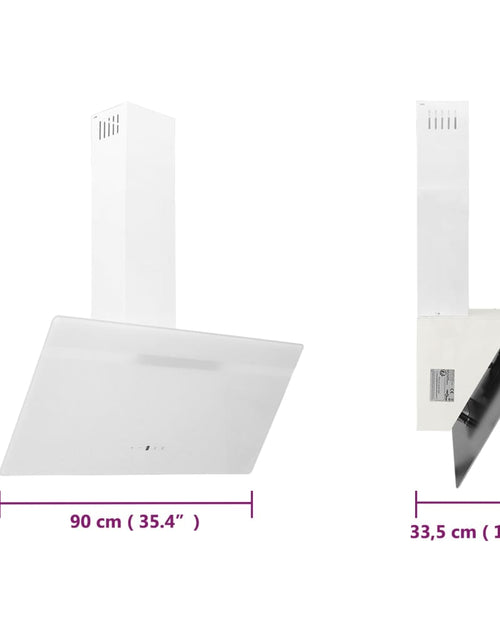 Загрузите изображение в средство просмотра галереи, Hotă de perete, alb, 90 cm, oțel și sticlă securizată Lando - Lando
