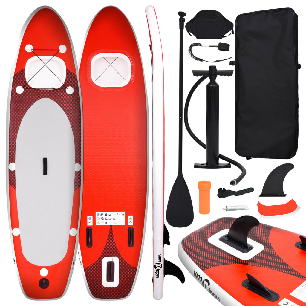 Set placă paddleboarding gonflabilă, roşu, 300x76x10 cm Lando - Lando
