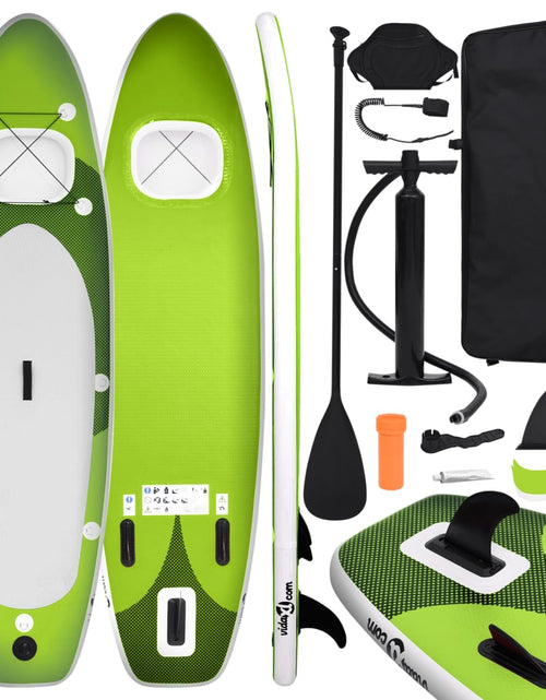 Загрузите изображение в средство просмотра галереи, Set placă paddleboarding gonflabilă, verde, 300x76x10 cm Lando - Lando
