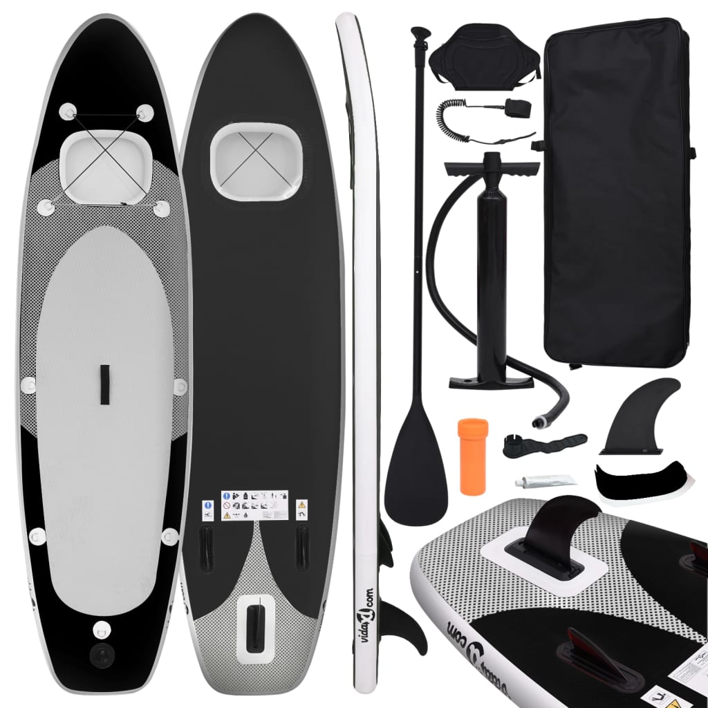 Set placă paddleboarding gonflabilă, negru, 300x76x10 cm - Lando