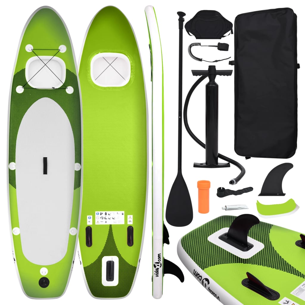 Set placă paddleboarding gonflabilă, verde, 330x76x10 cm - Lando
