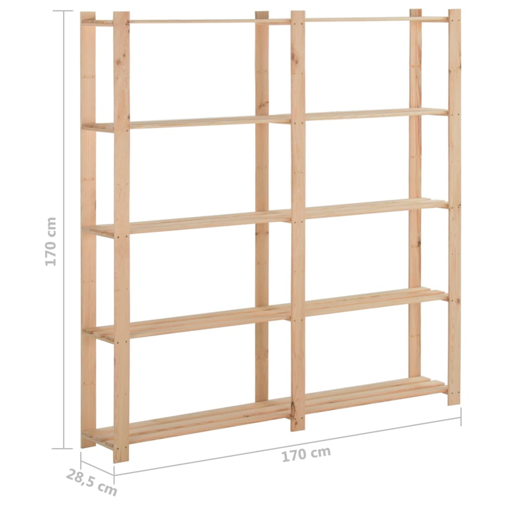 Raft depozitare 5 niveluri, 170x28,5x170 cm, lemn de pin masiv - Lando