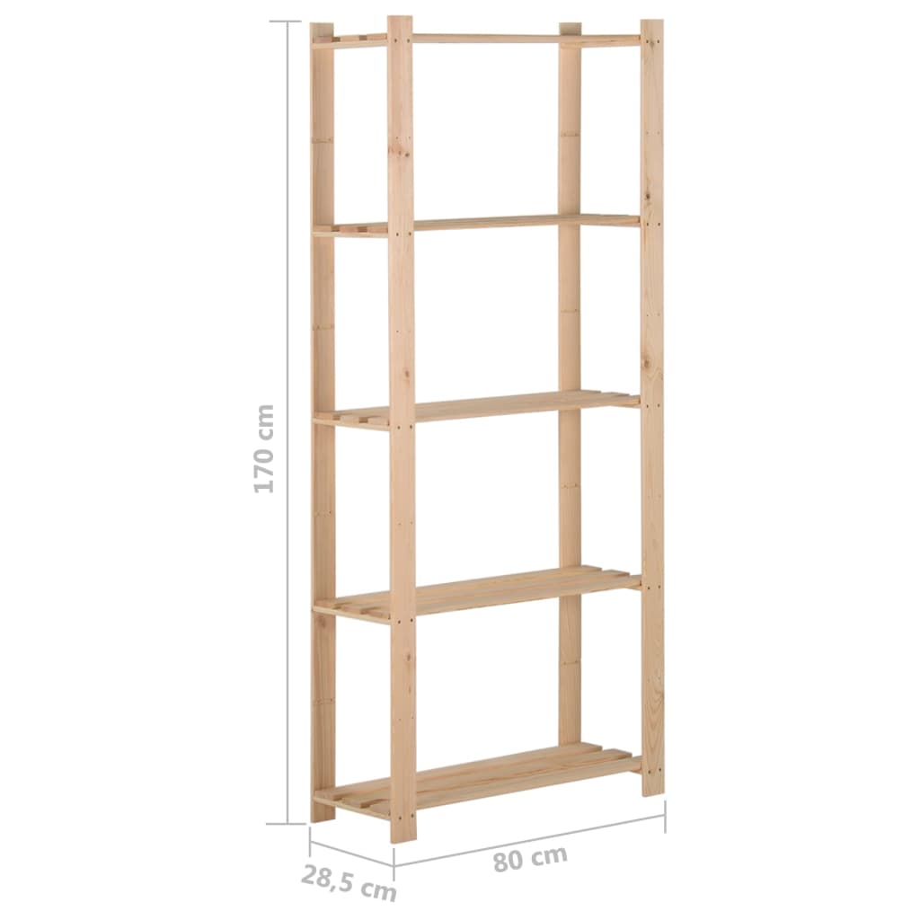 Raft depozitare 5 niveluri, 80x28,5x170 cm, lemn masiv de pin - Lando