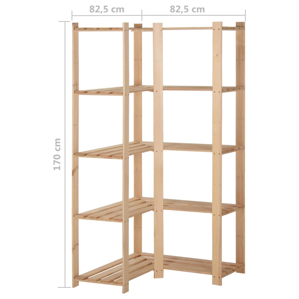 Raft depozitare de colț 5 niveluri, 82,5x82,5x170 cm, lemn pin Lando - Lando