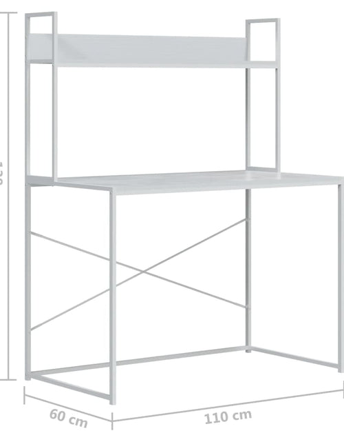 Încărcați imaginea în vizualizatorul Galerie, Birou de computer, alb, 110x60x138 cm, lemn prelucrat Lando - Lando
