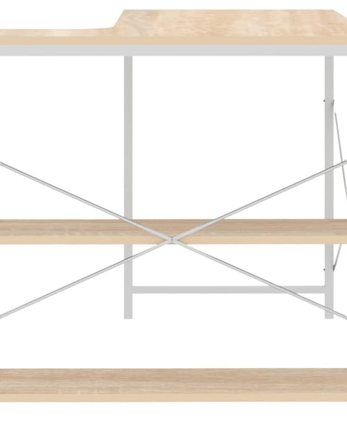 Încărcați imaginea în vizualizatorul Galerie, Birou de computer, alb/stejar, 110x72x70 cm, lemn prelucrat Lando - Lando
