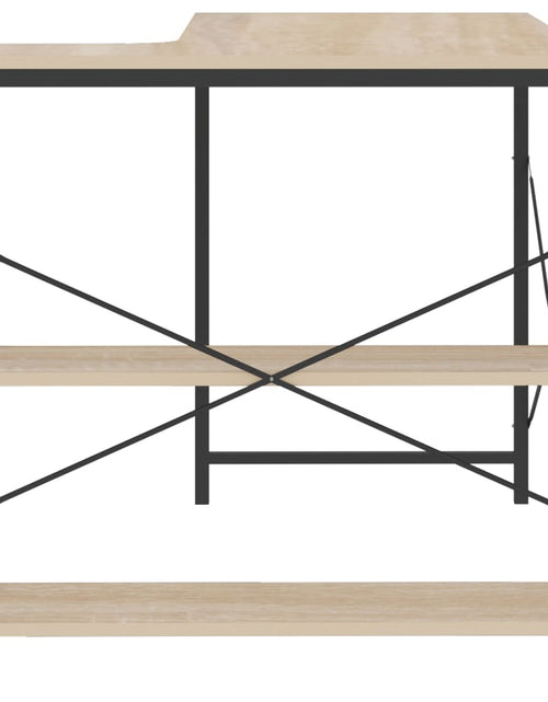 Încărcați imaginea în vizualizatorul Galerie, Birou de computer, negru/stejar, 110x72x70 cm, lemn prelucrat Lando - Lando
