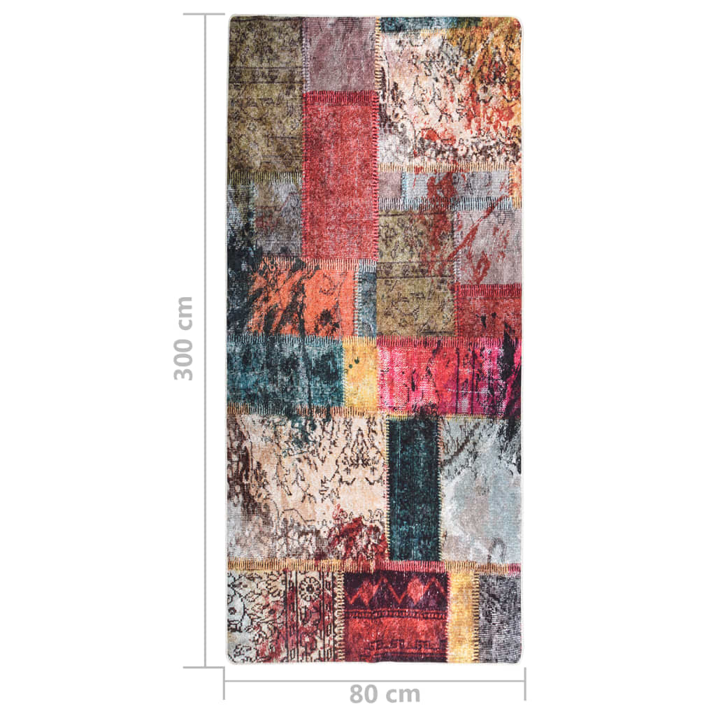 Covor lavabil, mozaic multicolor, 80x300 cm, antiderapant Lando - Lando