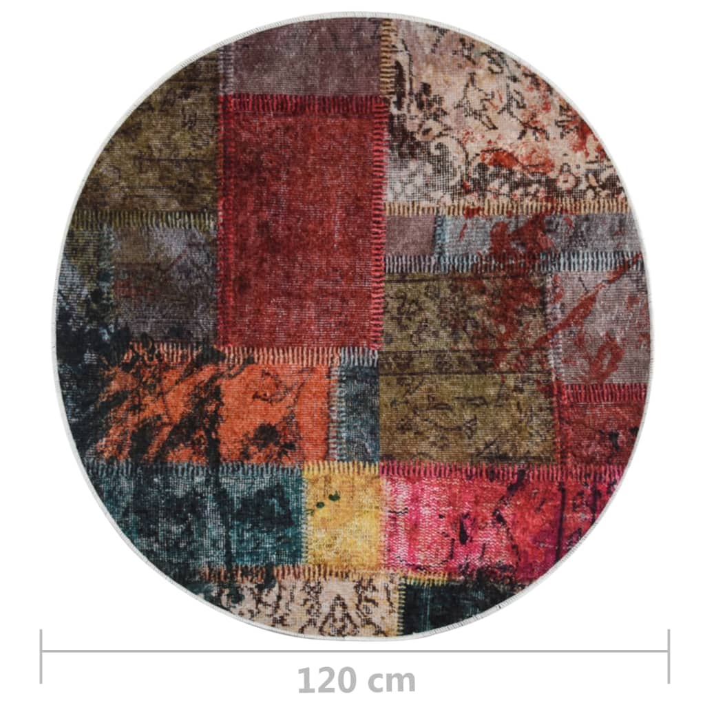 Covor lavabil, mozaic multicolor, φ120 cm, antiderapant Lando - Lando