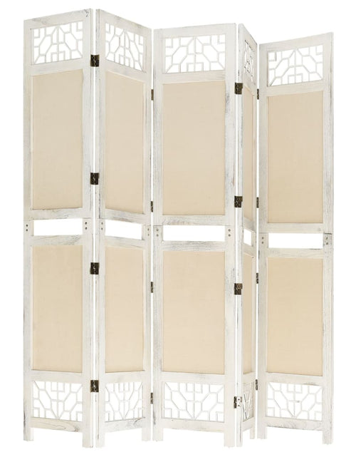 Încărcați imaginea în vizualizatorul Galerie, Paravan de cameră cu 5 panouri, crem, 175x165 cm, textil - Lando
