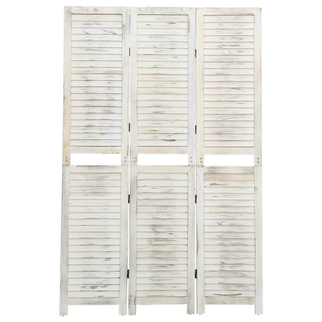 Paravan de cameră cu 3 panouri alb antichizat, 105x165 cm, lemn - Lando