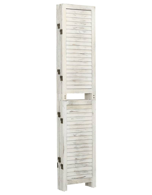 Încărcați imaginea în vizualizatorul Galerie, Paravan de cameră cu 5 panouri alb antichizat 178,5x166 cm lemn - Lando
