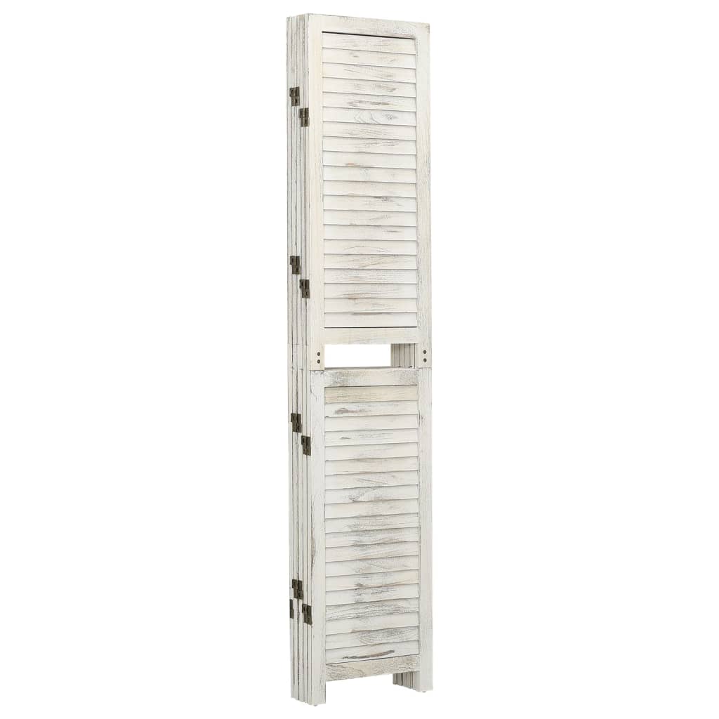 Paravan de cameră cu 5 panouri alb antichizat 178,5x166 cm lemn - Lando