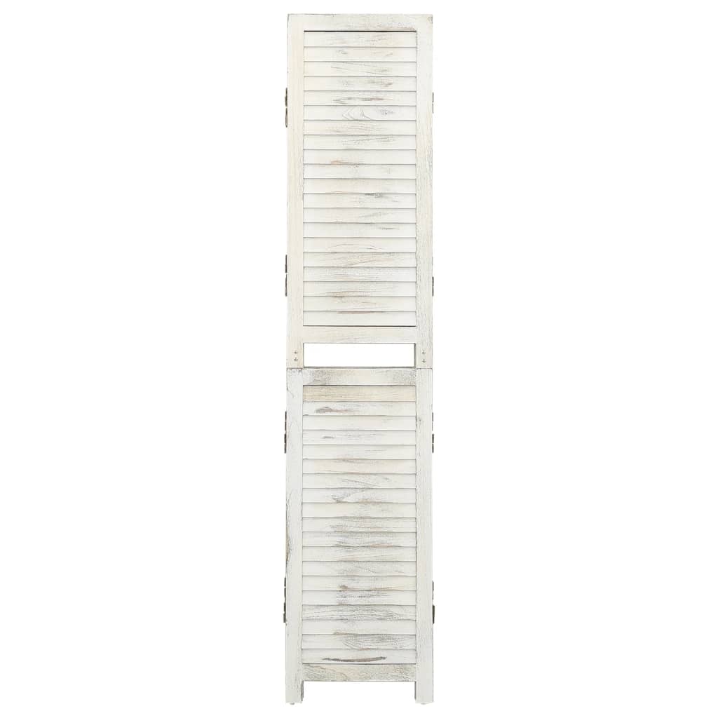 Separator cameră cu 6 panouri, alb antic, 215x166 cm, lemn - Lando