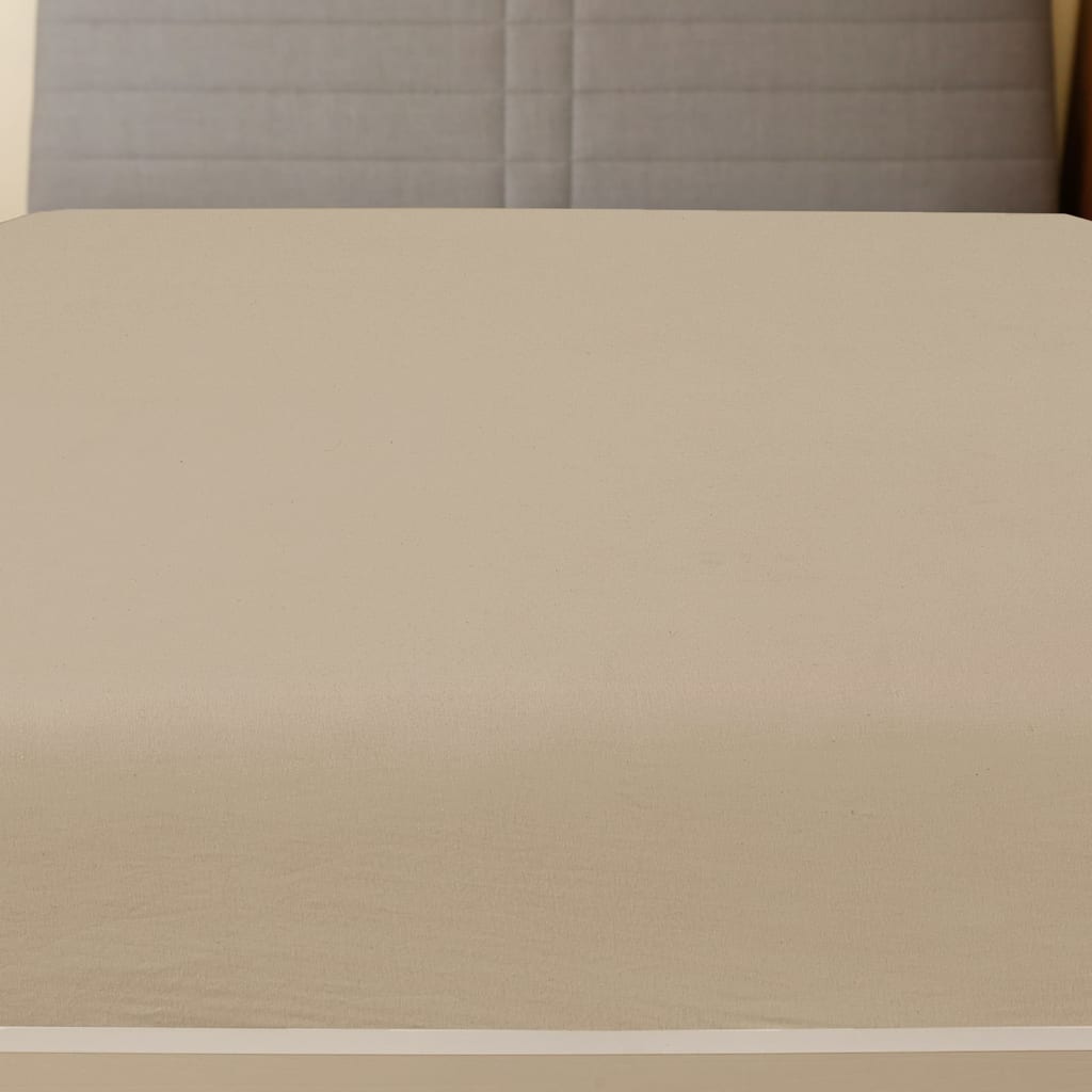 Cearșaf de pat cu elastic, 2 buc, gri taupe, 140x200 cm bumbac Lando - Lando