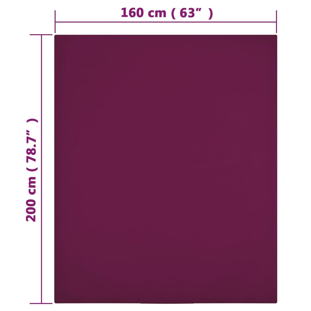 Cearșaf de pat cu elastic, 2 buc, bordo, 160x200 cm, bumbac Lando - Lando