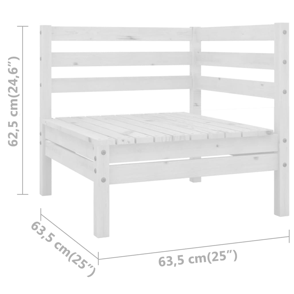 Set mobilier de grădină, 3 piese, alb, lemn masiv de pin Lando - Lando