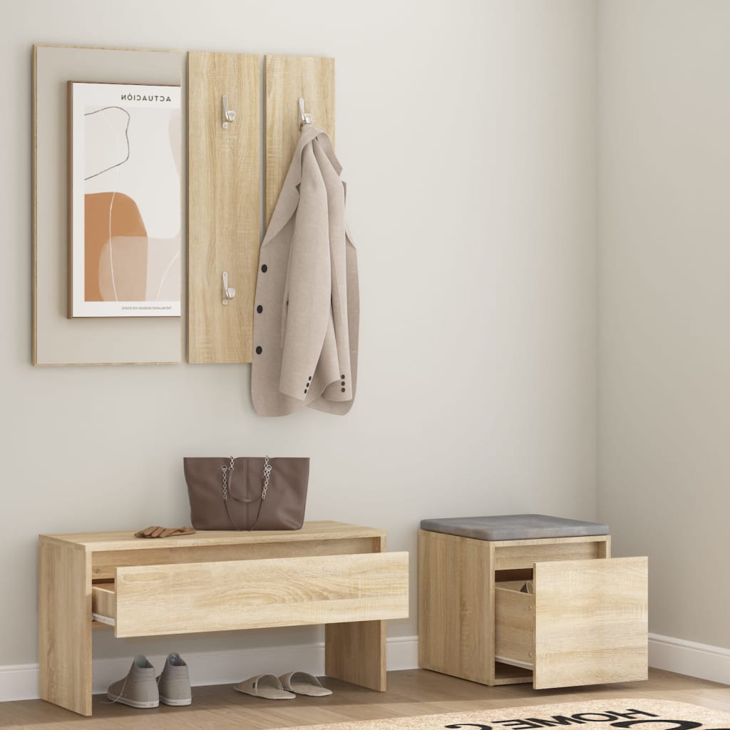 Set de mobilier pentru hol, stejar sonoma, lemn prelucrat - Lando