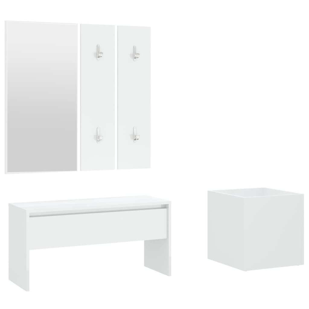 Set de mobilier pentru hol, alb, lemn prelucrat - Lando