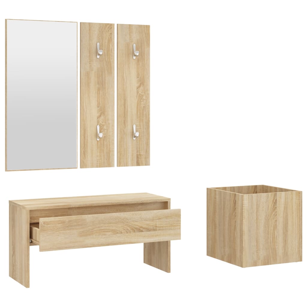 Set de mobilier pentru hol, stejar sonoma, lemn prelucrat - Lando