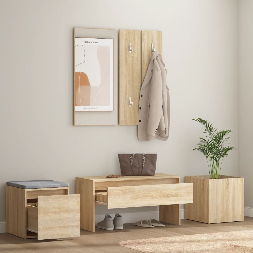 Set de mobilier pentru hol, stejar sonoma, lemn prelucrat - Lando