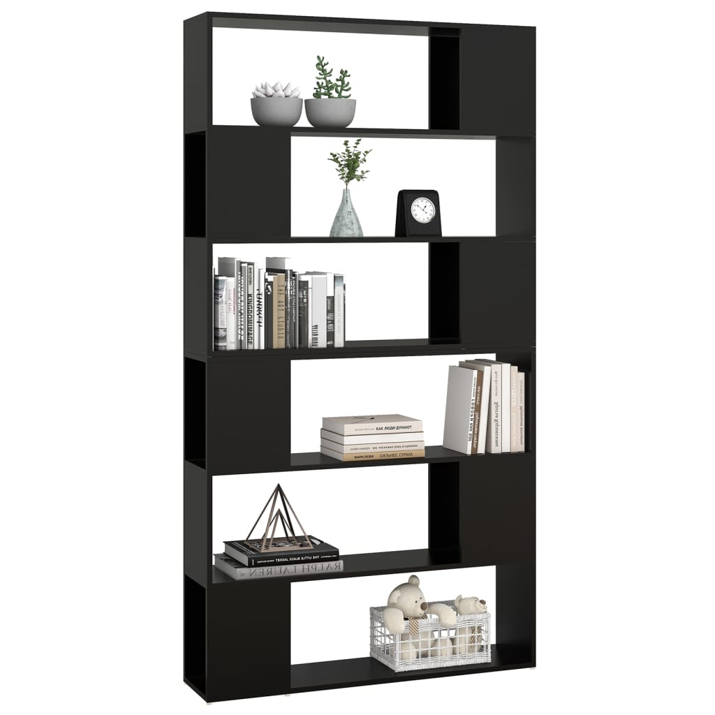 Bibliotecă/Separator cameră, negru, 100x24x188 cm - Lando