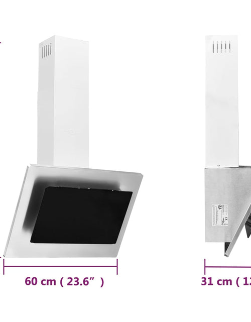 Загрузите изображение в средство просмотра галереи, Hotă perete argintiu 60 cm oțel inoxidabil &amp; sticlă securizată Lando - Lando
