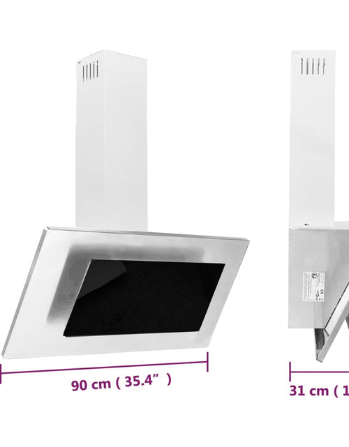 Загрузите изображение в средство просмотра галереи, Hotă perete argintiu 90 cm oțel inoxidabil &amp; sticlă securizată Lando - Lando
