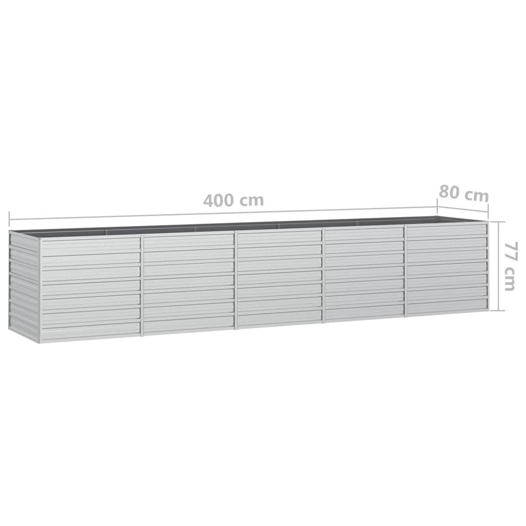 Strat înălțat de grădină argintiu 400x80x77 cm oțel galvanizat Lando - Lando