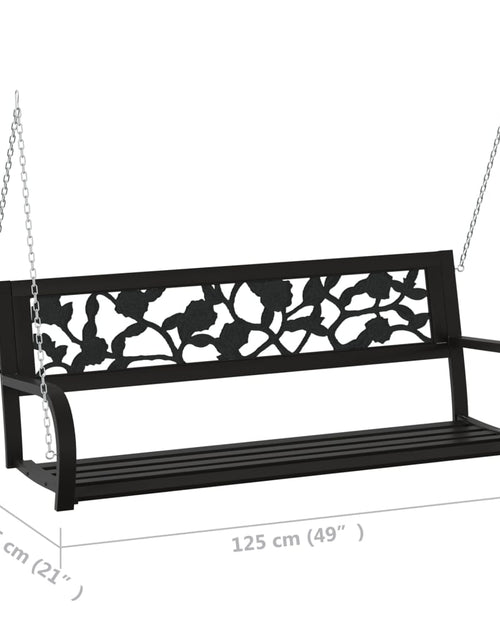 Загрузите изображение в средство просмотра галереи, Bancă balansoar de grădină, negru, 125 cm, oțel și plastic - Lando
