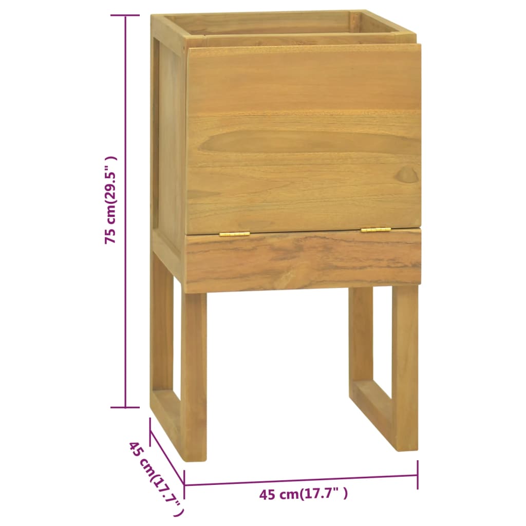 Dulap de baie, 45x45x75 cm, lemn masiv de tec - Lando