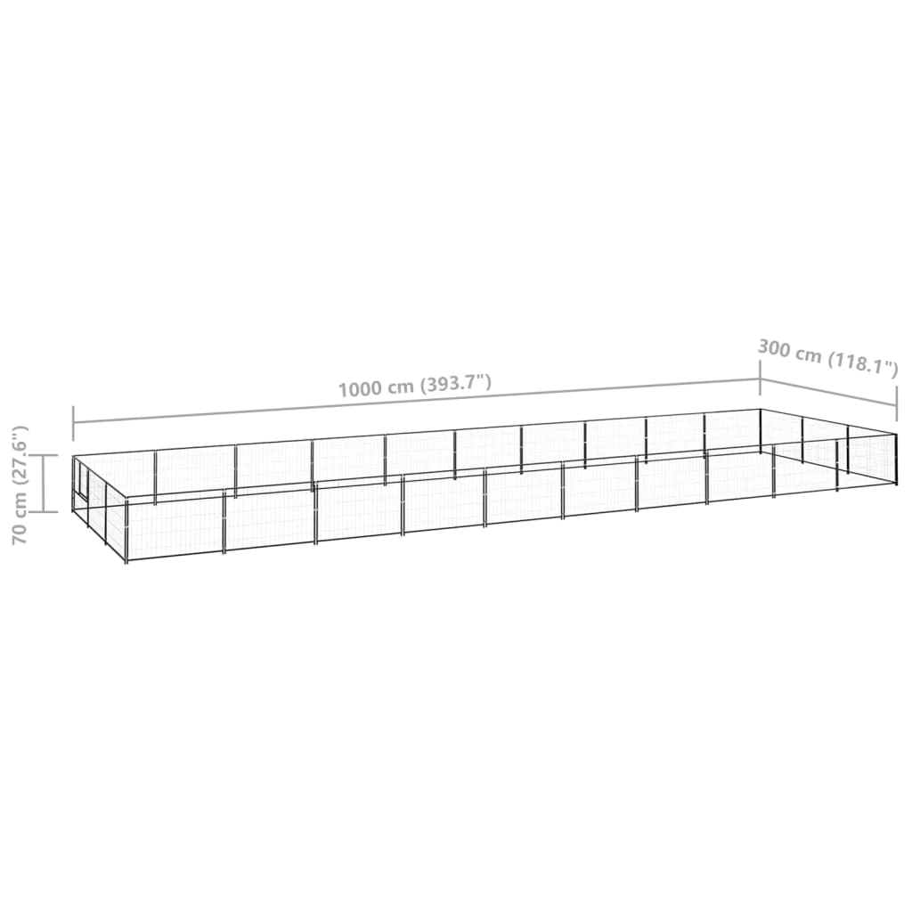 Padoc pentru câini, negru, 30 m², oțel - Lando