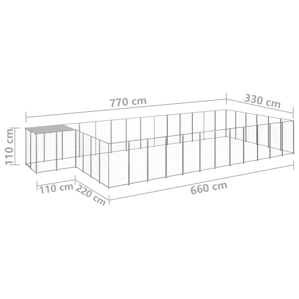 Padoc pentru câini, argintiu, 22,99 m², oțel - Lando