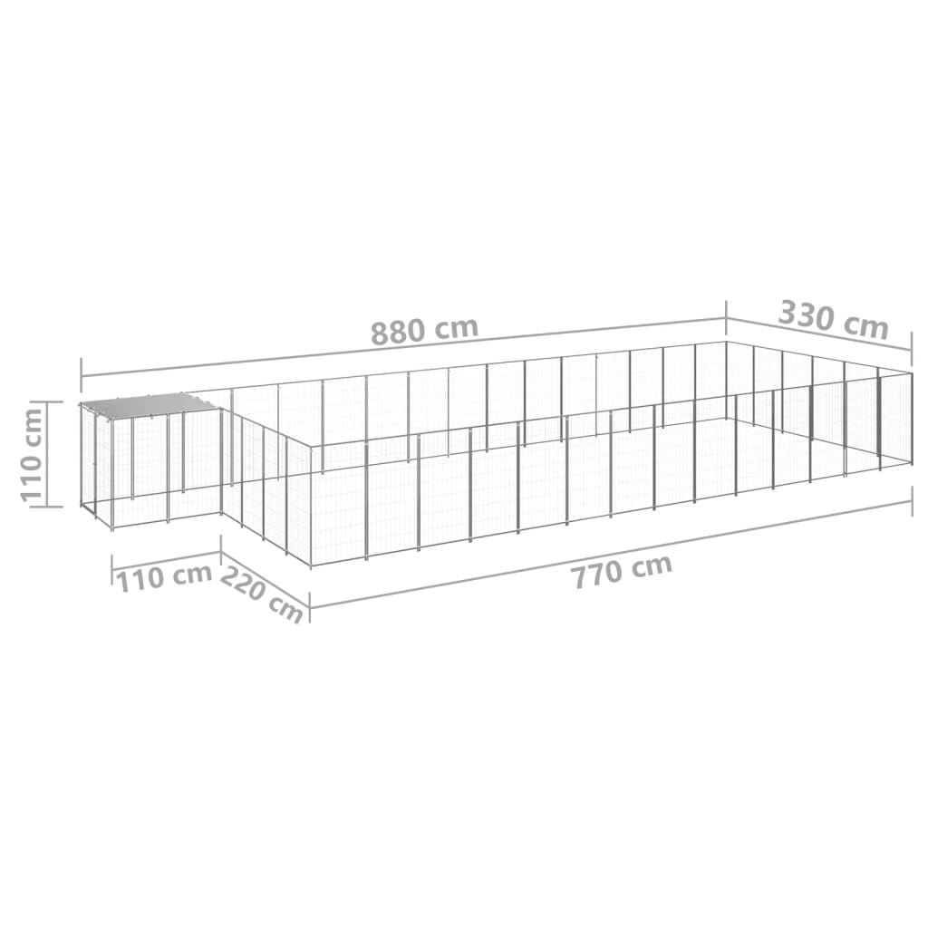 Padoc pentru câini, argintiu, 26,62 m², oțel - Lando