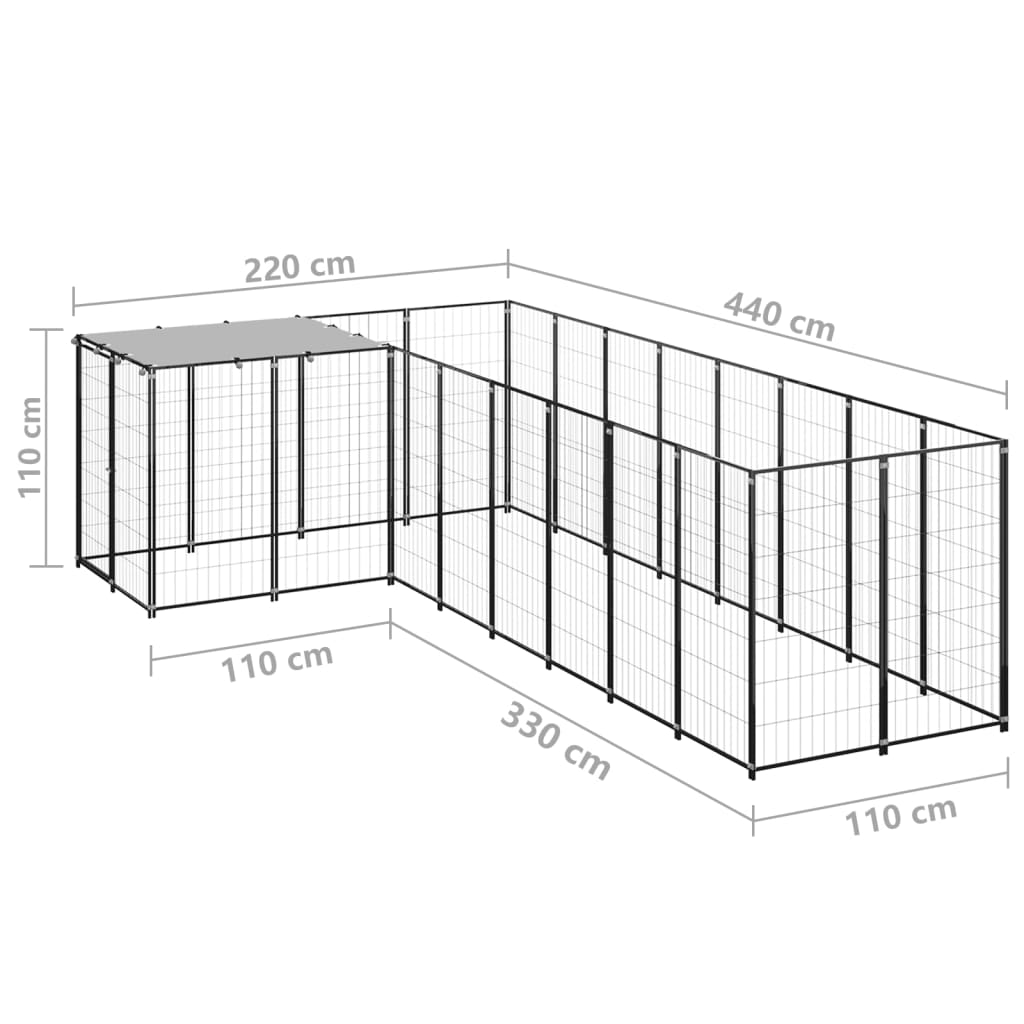 Padoc pentru câini, negru, 6,05 m², oțel - Lando