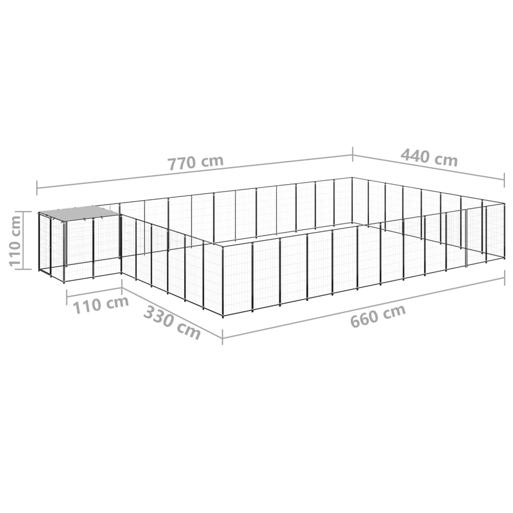 Padoc pentru câini, negru, 30,25 m², oțel - Lando