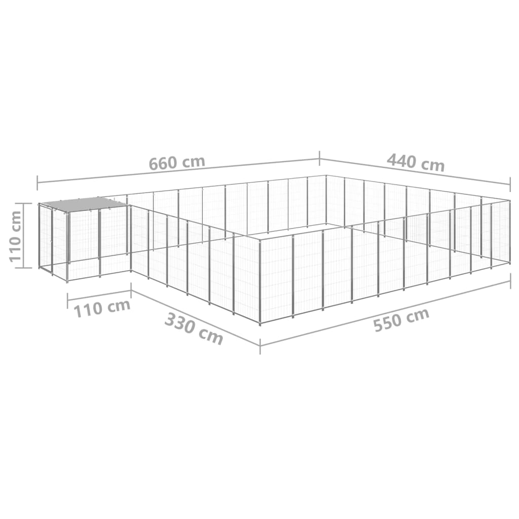 Padoc pentru câini, argintiu, 25,41 m², oțel - Lando