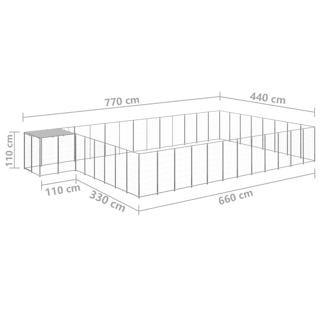 Padoc pentru câini, argintiu, 30,25 m², oțel - Lando